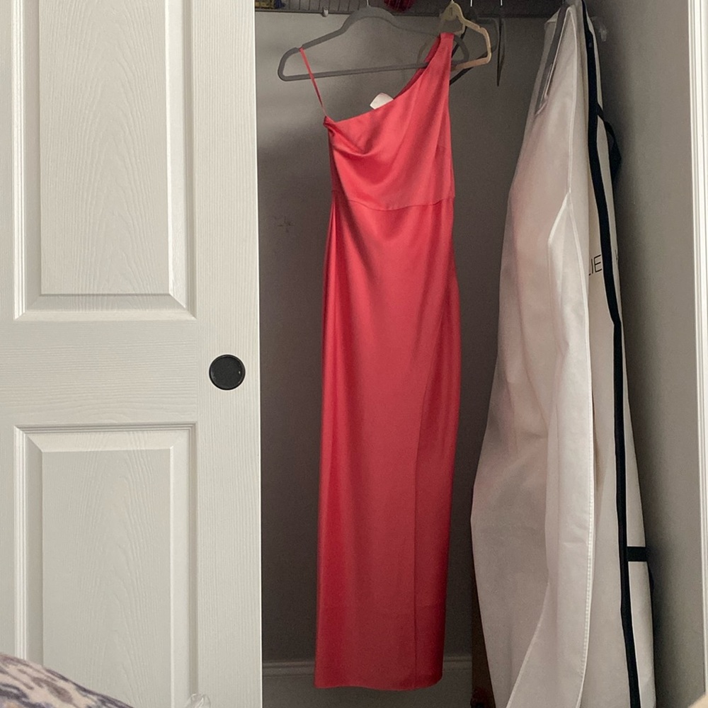 NWT BHLDN pink one shoulder gown size 2